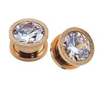 ZeSen Jewelry 6-16mm Or Rose Ecarteur Tunnel Zircone Cubique Boucle d'oreille Tunnel 316 Acier Inoxydable Expander Body Piercing