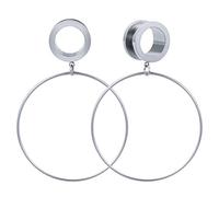 ZeSen Jewelry 6g-19 mm Tunnels d'oreille en or rose Bouchons d'oreille en acier inoxydable 316L de type anneau Fermoirs d'oreille en acier inoxydable 316L à suspendre, Acier inoxydable