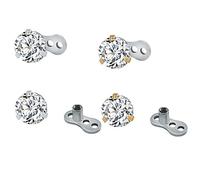 ZeSen Jewelry Acier chirurgical Brillant rRound zircons Dermal Hauts ancrage et microdermals base Perçant 14g 4Pcs Zircon: 3 mm
