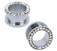 ZeSen Jewelry Bouchons de Tunnels Auriculaires en Cristal avec Strass en Acier Inoxydable 316L