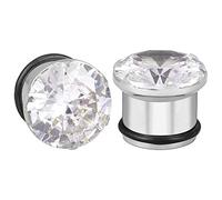 ZeSen Jewelry Boucle d'oreille Tunnel Acier Inoxydable pour des Bouchons Unique Flare Elargisseur Plug CZ Bouchons d'oreille O-Ring Brancard Expander Perçant, Silicone Acier inoxydable