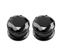 ZeSen Jewelry Noir CZ Pierre Oreille Gauge Vis en Acier Inoxydable Bouchons d'Oreille Tunnel Percing Expander Brancard, Acier inoxydable