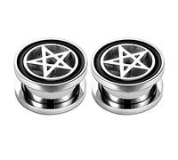ZeSen Jewelry Pentagram Star Ear Plug Tunnels Piercing Expanseur en Acier Inoxydable 316L pour Piercing du Corps aux Oreilles
