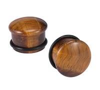 ZeSen Jewelry Tiger œil Natural Stone 2 Bouchons d'oreille unique oreille Flare Jauges Expander avec O-Ring Perçant (2) Jauge = 9/16" (14mm) marron
