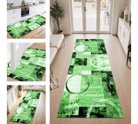 ZESEWU Tapis de Passage Tapis Cuisine Devant Evier Lavable Antiderapant 100X350CM TapisCouloir Paillasson Interieur Vert foncé Noir Tapisd'Entrée Moquette Polyester Salon Chambre d'enfant Buanderie