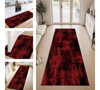 ZESEWU Tapis de Passage Tapis Cuisine Devant Evier Lavable Antiderapant 40X250CM Rouge Noir Tapis de Couloir Paillasson Interieur Tapisd'Entrée Moquette de Couloir TapisSalon Chambre