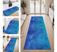 ZESEWU Tapis de Passage Tapis Cuisine Devant Evier Lavable Antiderapant 50X100CM TapisCouloir Paillasson Interieur Bleu Cyan Tapisd'Entrée Moquette Polyester Salon Chambre d'enfant Buanderie