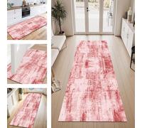 ZESEWU Tapis de Passage Tapis Cuisine Devant Evier Lavable Antiderapant 50X300CM Rouge Clair Tapis de Couloir Paillasson Interieur Tapisd'Entrée Moquette de Couloir TapisSalon Chambre