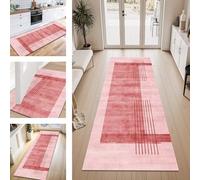 ZESEWU Tapis de Passage Tapis Cuisine Devant Evier Lavable Antiderapant 50X450CM Rouge Clair Tapis de Couloir Paillasson Interieur Tapisd'Entrée Moquette de Couloir TapisSalon Chambre