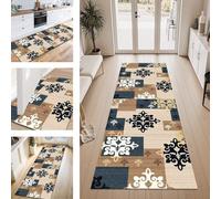 ZESEWU Tapis de Passage Tapis Cuisine Devant Evier Lavable Antiderapant 70X100CM TapisCouloir Paillasson Interieur Marron Cyan Blanc Tapisd'Entrée Moquette Polyester Salon Chambre d'enfant Buanderie