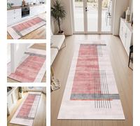 ZESEWU Tapis de Passage Tapis Cuisine Devant Evier Lavable Antiderapant 80X150CM Rouge Gris Tapis de Couloir Paillasson Interieur Tapisd'Entrée Moquette de Couloir TapisSalon Chambre