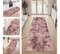 ZESEWU Tapis de Passage Tapis Cuisine Devant Evier Lavable Antiderapant 80X300CM Rouge Clair Tapis de Couloir Paillasson Interieur Tapisd'Entrée Moquette de Couloir TapisSalon Chambre