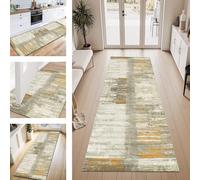 ZESEWU Tapis de Passage Tapis Cuisine Devant Evier Lavable Antiderapant Gris Orange Vert TapisCouloir Paillasson Interieur 90X200CM Tapisd'Entrée Polyester pour Salon Chambre d'enfant Buanderie