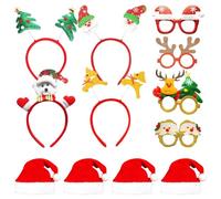 ZesGlyxyr 12pcs Bandeaux de Noël Fête, Lunettes de Noël Décoration, Bonnets Festival Lunettes Christmas, Cadeaux pour Enfants et Adultes, fête Noëls, Mascarade, Carnaval B