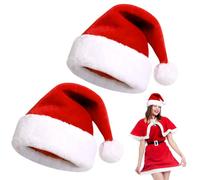ZesGlyxyr 2 Pièces Bonnet de Père Noël, Adulte Chapeau en Velours de Luxe, Classique Bonnet de Père Noël, Décoration pour Noëls, Chapeau Père Noëls, Fête à Thème, Carnaval - Rouge