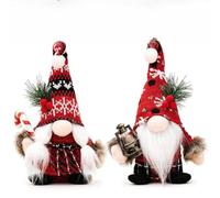 ZesGlyxyr 2Pcs Décorations de Noël, Père GNOME Poupée en Peluche Décor, Elfe de Christmas, Ornement du Père Noël, GNOME de Noel Décoration pour La Fête Cadeau Maison Bureau Décor-C