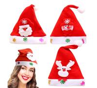 ZesGlyxyr 3 Pièces Bonnet Noël pour Adultes, Chapeau en Velours de Luxe, Classique Bonnet de Père Noël, Décoration pour Noëls Party - Unisexe