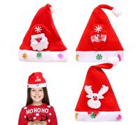 ZesGlyxyr 3 Pièces Bonnet Noël pour Enfant, Chapeau en Velours de Luxe, Classique Bonnet de Père Noël, Décoration pour Noëls Party - Unisexe
