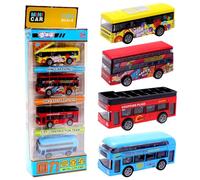 ZesGlyxyr Autobus de Jeu pour Enfants, Voitures de Jouet, Pull Back Voiture, Mini Voitures à Tirer Modèle de Bus de Jouets Anniversaire Cadeau pour Enfant de Plus de 3 Ans -A