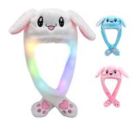 ZesGlyxyr Chapeau Peluche pour Animaux avec Oreilles, Drôle Peluche Oreille Animal, Bonnet avec Oreilles Mobiles, Chapeau Amusant Avec Airbags, pour Fête Costumée, Fête de Noël, Cosplay (Blanc)