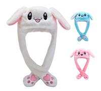 ZesGlyxyr Chapeau Peluche pour Animaux avec Oreilles, Drôle Peluche Oreille Animal, Bonnet d'animal Lapin Mignon, Chapeau Amusant Avec Airbags, pour Fête Costumée, Fête de Noël, Cosplay (Blanc)