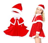 ZesGlyxyr Costume de Père Noël pour Enfant, Enfant Fille Déguisement Noël Rouge, Noel Père Costume Santa, Fêtes de Santa Ensemble pour Fêtes Cosplay Party Fashion et Ccarnaval