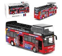 ZesGlyxyr London Double Decker Bus Toy 1:32 Scale Die Cast Model Pull-Back Bus Model Alloy Diecast Toy City Bus Kids Play Vehicle with Light and Sound Birthday Gifts for Kids