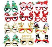 ZesGlyxyr Lunettes de Noël, 12pcs Lunettes fête Noël pour Costume Noëls Fournitures Creative Fournitures Fête pour Enfants et Adultes, fête de Noëls, Mascarade, Carnaval G