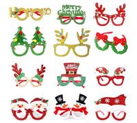 ZesGlyxyr Lunettes de Noël, 12pcs Lunettes fête Noël pour Costume Noëls Fournitures Creative Fournitures Fête pour Enfants et Adultes, fête de Noëls, Mascarade, Carnaval D