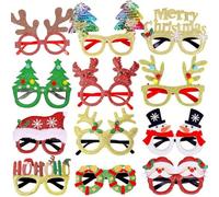ZesGlyxyr Lunettes de Noël, 12pcs Lunettes fête Noël pour Costume Noëls Fournitures Creative Fournitures Fête pour Enfants et Adultes, fête de Noëls, Mascarade, Carnaval F