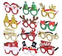 ZesGlyxyr Lunettes de Noël, 12pcs Lunettes fête Noël pour Costume Noëls Fournitures Creative Fournitures Fête pour Enfants et Adultes, fête de Noëls, Mascarade, Carnaval E