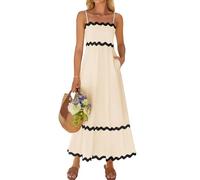 ZESICA Robe d'été sans Manches à Bretelles Spaghetti pour Femme, Dos Nu, Robe d'été Fluide en Dentelle smockée, Robe trapèze mi-Longue, Abricot, Taille M