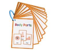 zesijuna Cartes d'apprentissage des parties du corps | Cartes flash pour parties du corps | Carte de poche anglaise 15 pièces | Carte flash éducative pour mots de vocabulaire (orange, taille unique)