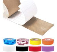 ZESLIV 2 Rouleaux Bande de kinésiologie 2,5cm x 5m Ruban Adhésif de Kinésiologie Bande Kinesiologie pour le Genou et le Maintien Musculaire Kinesio Tape impermeable et elastique Kinesiology Tape Beige