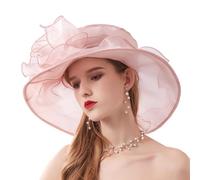ZESLIV Chapeau de Mariage en Organza pour Femme avec Fleurs - Protection Solaire d'Été - Idéal pour la Plage