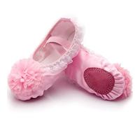ZESLIV Chaussures de ballet en satin pour filles et femmes - Fleurs - Rose - Taille 33