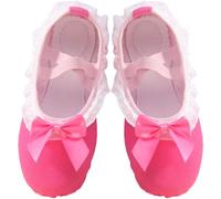 ZESLIV Chaussures de ballet pour filles, enfants, femmes, chaussures de yoga, chaussures de danse, chaussons de ballet, chaussures de gymnastique, rouge rose, taille 26