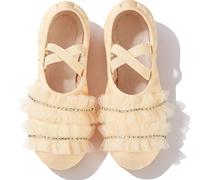 ZESLIV Chaussures de ballet pour filles, enfants, femmes, chaussures de yoga, chaussures de danse, chaussons de ballet, chaussures de gymnastique, beige, taille 36