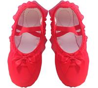 ZESLIV Chaussures de ballet pour filles, enfants, femmes, chaussures de yoga, chaussures de danse, chaussons de ballet, chaussures de gymnastique, rouge, taille 31