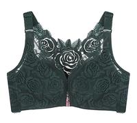 ZESLIV Femme Soutien-Gorge Fermeture Frontale Bralette avec Roses en Dentelle 95D Vert Soutien Gorge sans Armature Push Up Bra Grande Taille