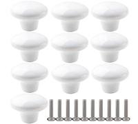 ZESLIV Lot de 10 Bouton de Meuble en céramique 38mm blanc Ronde Boutons de Portes pour Placards, Tiroir et Armoire