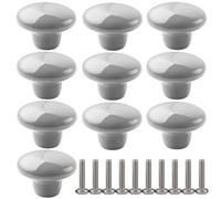 ZESLIV Lot de 10 Bouton de Meuble en céramique 38mm Gris Ronde Boutons de Portes pour Placards, Tiroir et Armoire