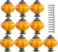 ZESLIV Lot de 10 boutons de meubles, en céramique, motif citrouille, 33 mm, orange, pour chambre d'enfant
