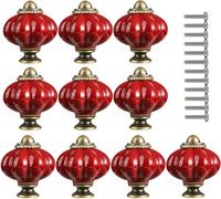 ZESLIV Lot de 10 boutons de meubles, en céramique, motif citrouille, 33 mm, rouge foncé, pour tiroir, armoire, chambre d'enfant