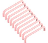 ZESLIV Lot de 10 poignées de meubles, poignées de placard de cuisine en aluminium, distance entre les trous de perçage 128 mm, poignées de barre pour tiroirs roses avec vis pour la chambre des enfants