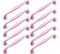 ZESLIV Lot de 10 poignées de meubles, rose, espacement des trous 128 mm, poignées en céramique, conviennent pour meubles, commodes avec vis, armoires à chaussures