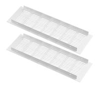 ZESLIV Lot de 2 grilles d'aération blanches rectangulaires en aluminium pour armoire de cuisine, armoire à chaussures et penderie, 100 mm x 300 mm