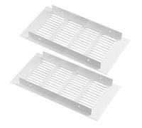 ZESLIV Lot de 2 grilles d'aération blanches rectangulaires en aluminium pour armoire de cuisine, armoire à chaussures et penderie, 100 mm x 200 mm