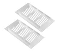 ZESLIV Lot de 2 grilles d'aération blanches rectangulaires en aluminium pour armoire de cuisine, armoire à chaussures et penderie, 80 mm x 150 mm