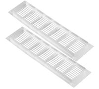 ZESLIV Lot de 2 grilles d'aération blanches rectangulaires en aluminium pour armoire de cuisine, armoire à chaussures et penderie, 80 mm x 300 mm